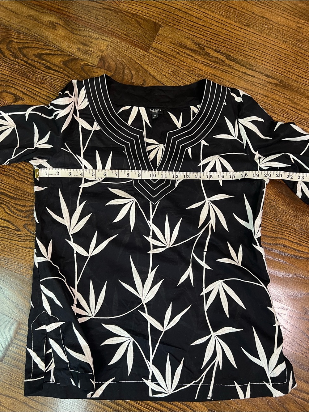 Talbots Black Tunic with White Leaf Print - Picture 7 of 11
